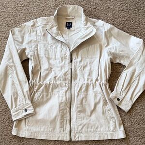 GAP Beige Cream Utility jacket size Small Cotton pockets drawstring waist